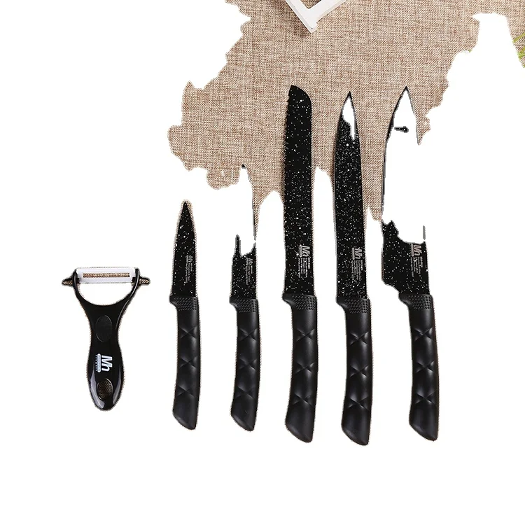 Wholesale Germany  Non stick coating set of knives gift box 6pcs kitchen knife sets stainless steel with block