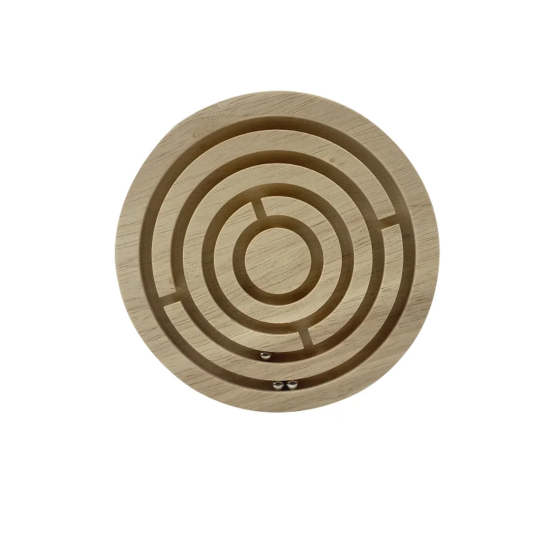 Round Labyrinth Wooden Ball Maze Puzzle Board Game Challenging Education Game, Brain Teaser for Kids and Adults