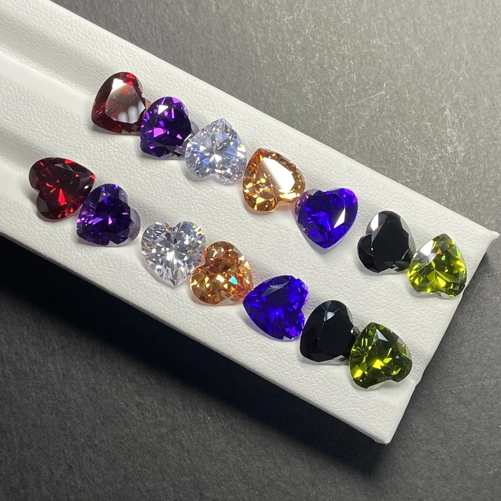 Heart Cut Green Violet Pink Yellow Champagne Amethyst White Black Red Synthetic Cubic Zircon Stone CZ Gemstones For Jewelry