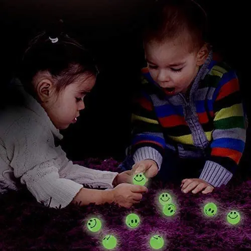 Glow in The Dark Smile Face Bouncing Balls 1 Inch High Bounce Bouncy Balls for Kids Glowing Party