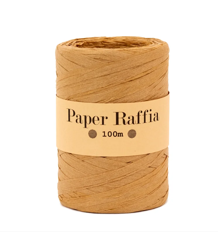 FSC raffia wire raffia yarn big roll Color Ribbon Natural Raffia Ribbon Packing Ribbon