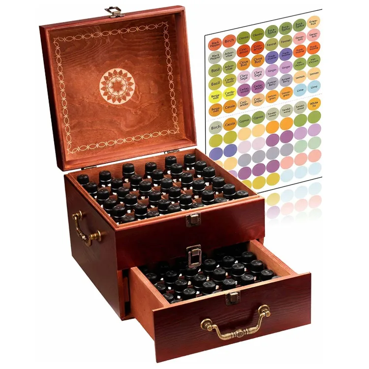 Hot sale vintage durable big capacity handmade wooden display essential oil case