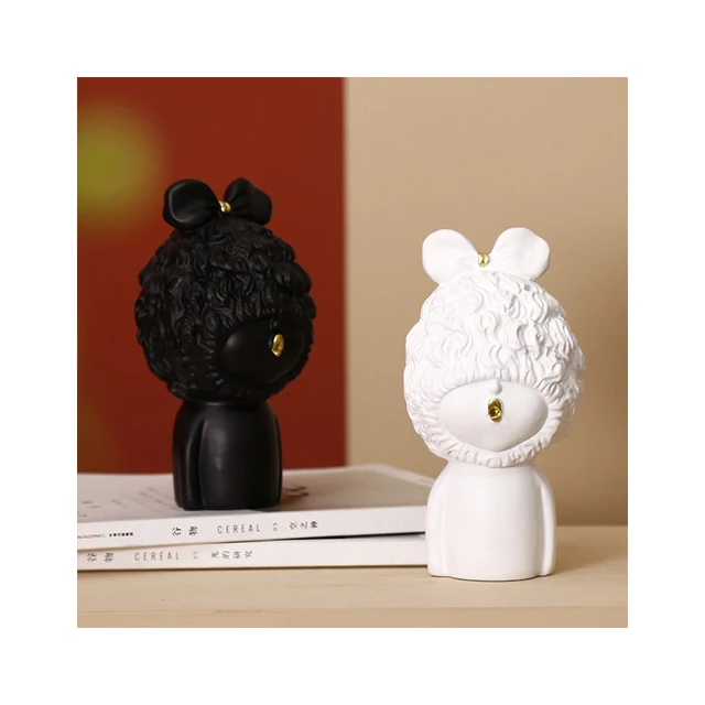 Nordic Minimalist Art Sculpture Little Loli Study Decoration in Resin for Home Decor Artificial Style