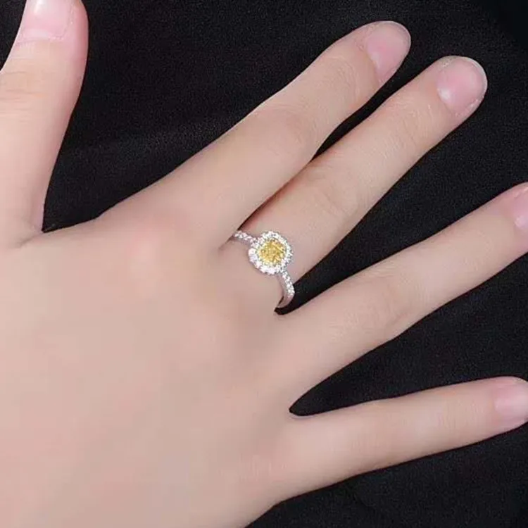 
hot sale SGARIT natural diamond ring jewelry 18k gold 1ct VS natural yellow diamond ring for women wedding engagement 