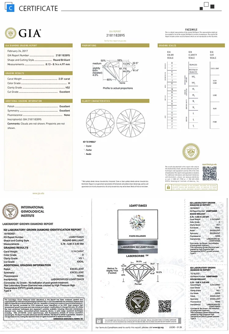 IGI Certificates Small Loose Diamond Stone 3.5-4.0mm VVS-VS DEF White Color CVD HPHT Diamonds and Lab Grown Diamond