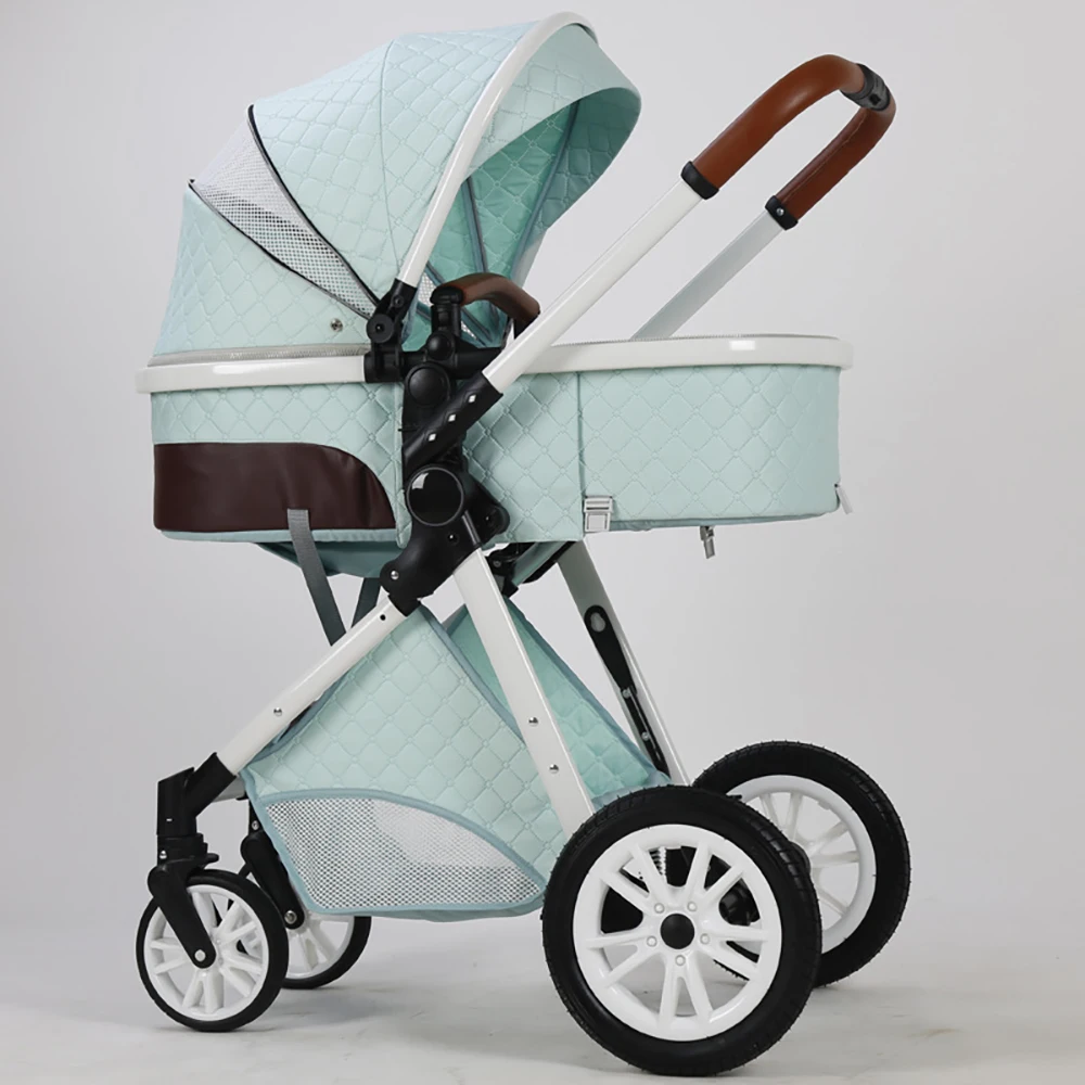 New Design Hot Sale Baby 3 In 1 White Foldable Foormuff Aluminum Alloy Plastic Sleeping Bag Baby Four Wheels Stroller