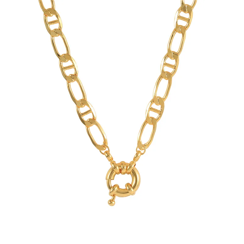 Personality Exaggerated Locket Pendant Necklace Hip-hop Cuban Chain Necklaces Punk Style Lock Clip Clavicle Chain Necklace