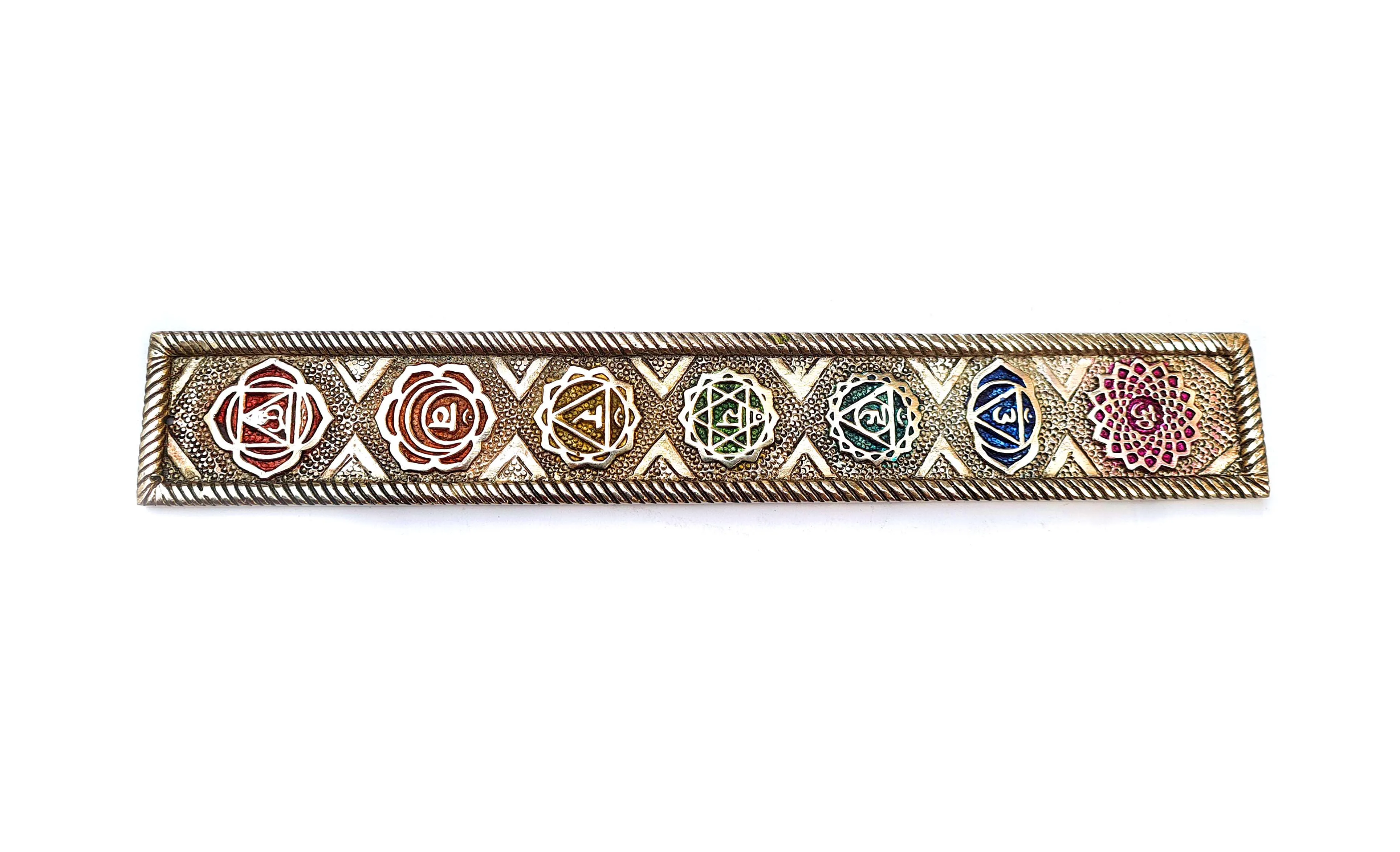 Rose Gold Copper plated Incense Stick Holder Incense Plate Cone Burner 7 Chakras Metal Aluminium Ash Catcher Metal