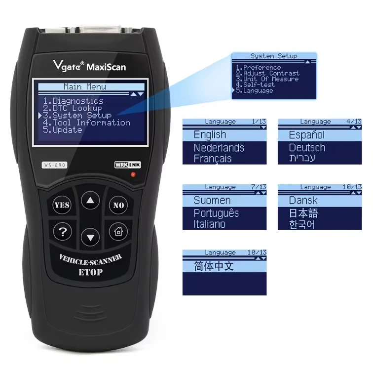 Low Price Supporting Multi-language Vgate Scantool Maxiscan VS890 OBD2 CAN-BUS Vehicle Code Scanner VS890 Vgate Diagnostic Tools