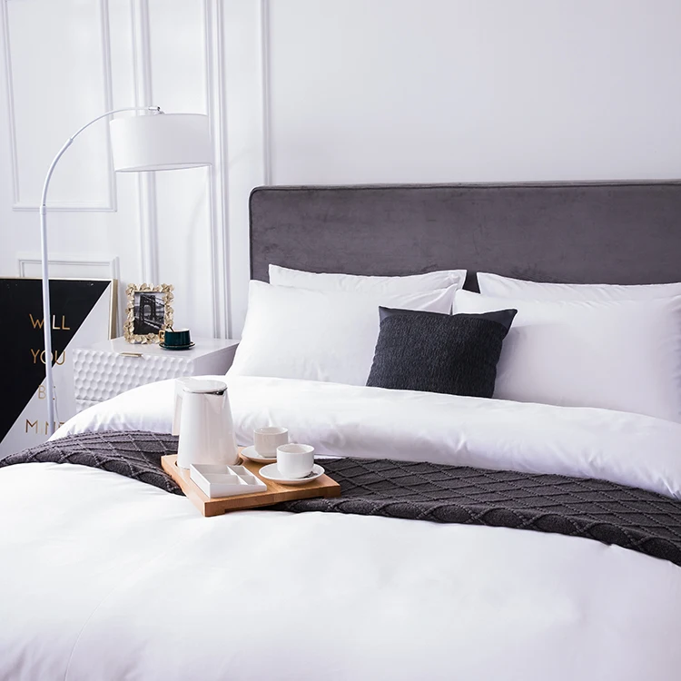 Eco-friendly 100% white cotton bed sheet hotel used, organic cotton hotel sheets bedding set