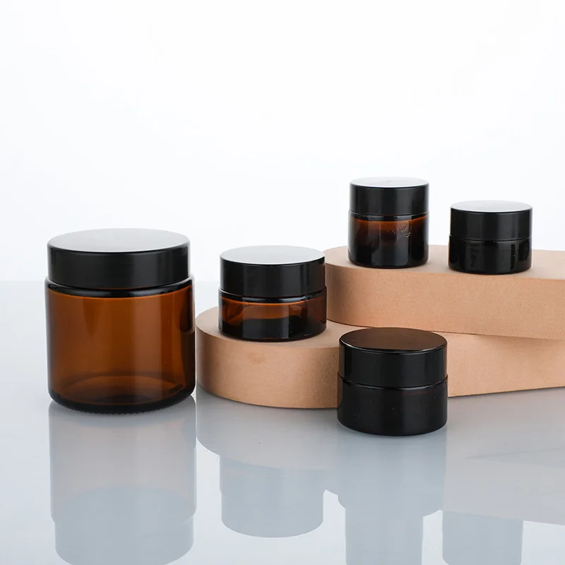 High Quality Amber Brown 4 oz 8 oz 16 oz Straight Sided Soy Wax Scented Glass Candle Jars With Metal Lid