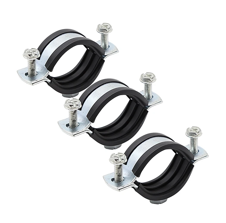 Tianjin best quality stainless steel 304 316 double screw hanger loop pipe clamps with rubber