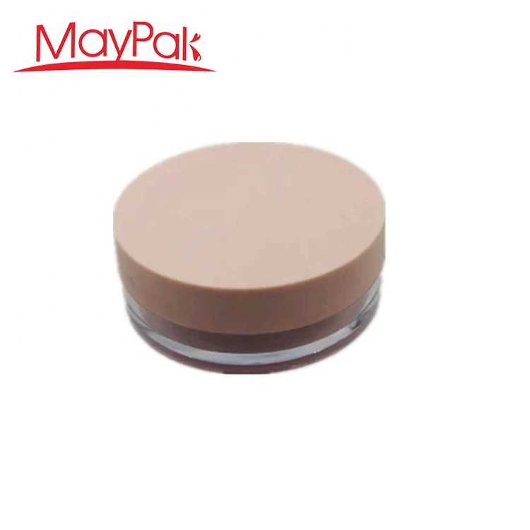 10g pink black round plastic portable loose powder jar container with elastic mesh sifter/ empty blusher cosmetic packaging