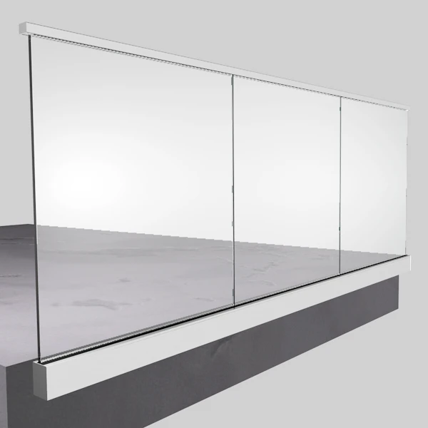 Frameless Aluminum U Channel Glass Railing For Balcony