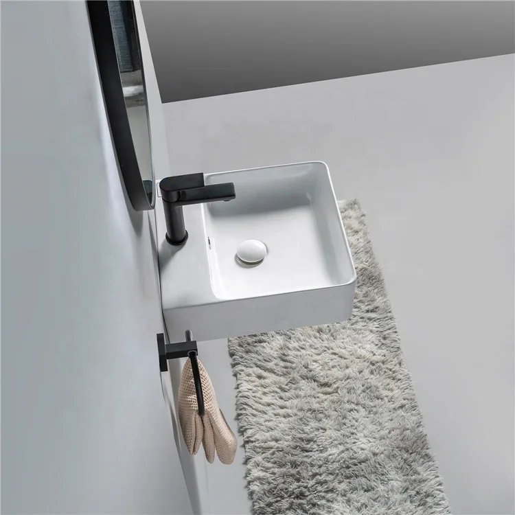 New arrival hanging rectangle porcelain lavabo ceramic wash basin wall mounted sink for bathroom