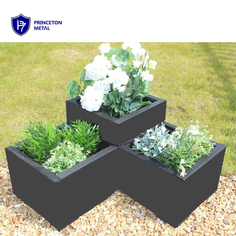 Modern powder coated large flowerpot outdoor street garden metal aluminum planters