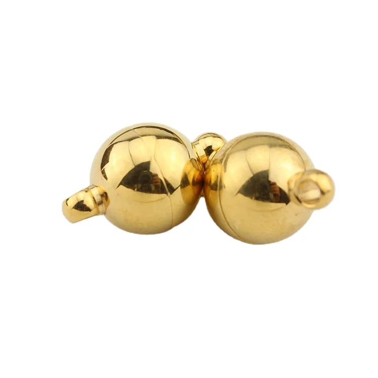 JF1293g 8mm 10mm 12mm Gold Plated Stainless Steel Round Ball Magnet Magnetic Clasps