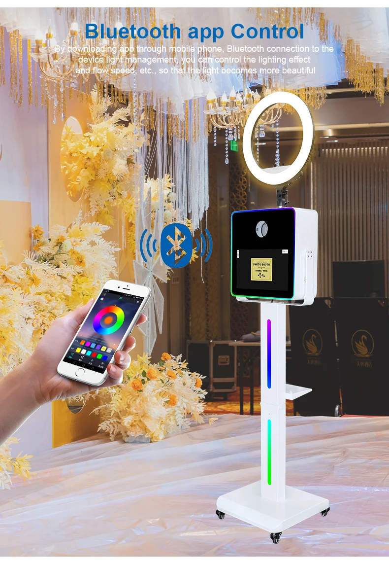 2024 DSLR Photo Booth 15.6Inch Touch Screen Build In Computer Selfie Magic Photo Booth Machine Light Weight