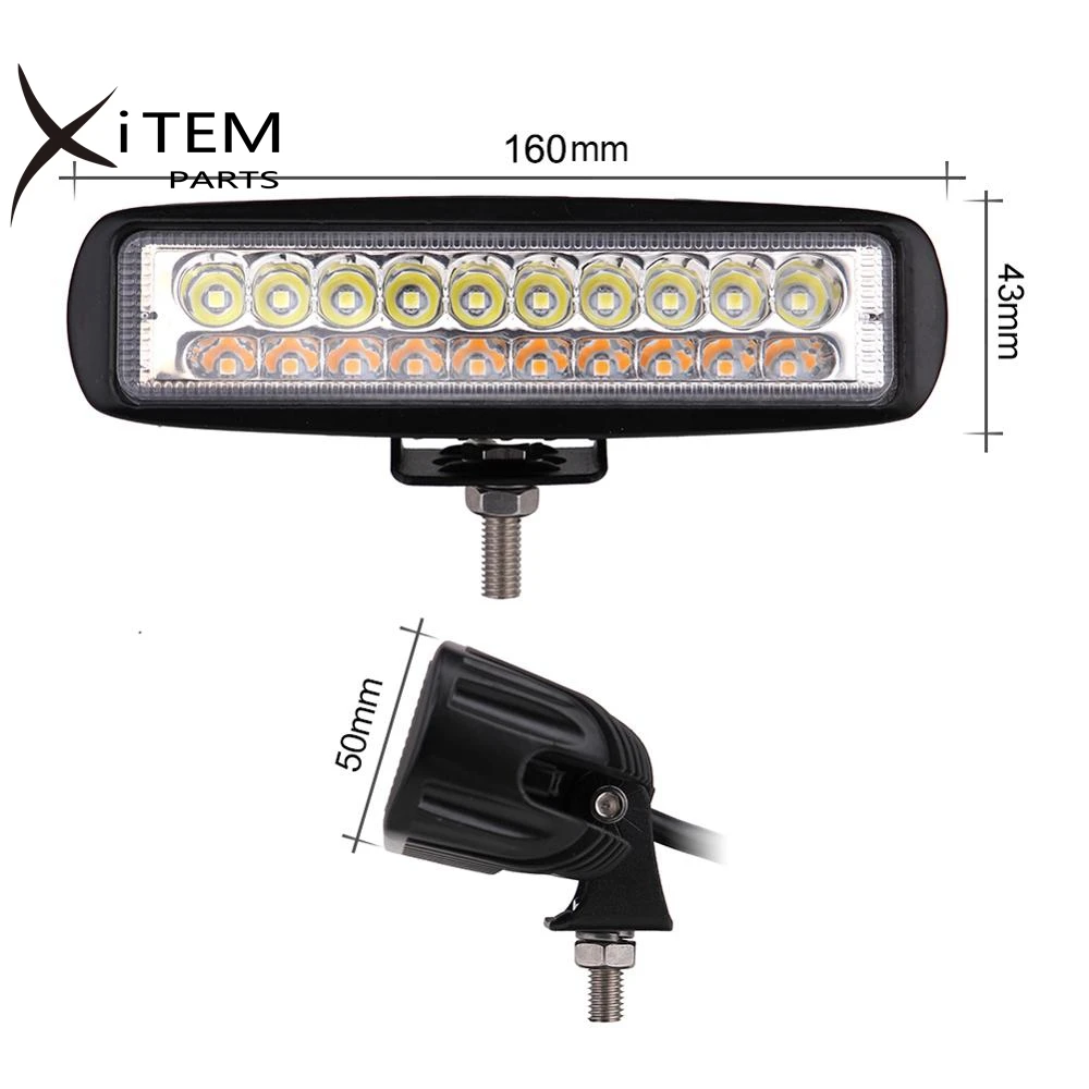Dual color LED light bar 60W 3000K 4300K 6000K 6 inch LED work light for car offroad motorcycle