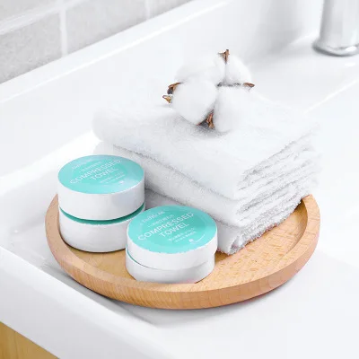 
Custom Coin Capsule Disposable Cotton Pressed Face hand Towel 