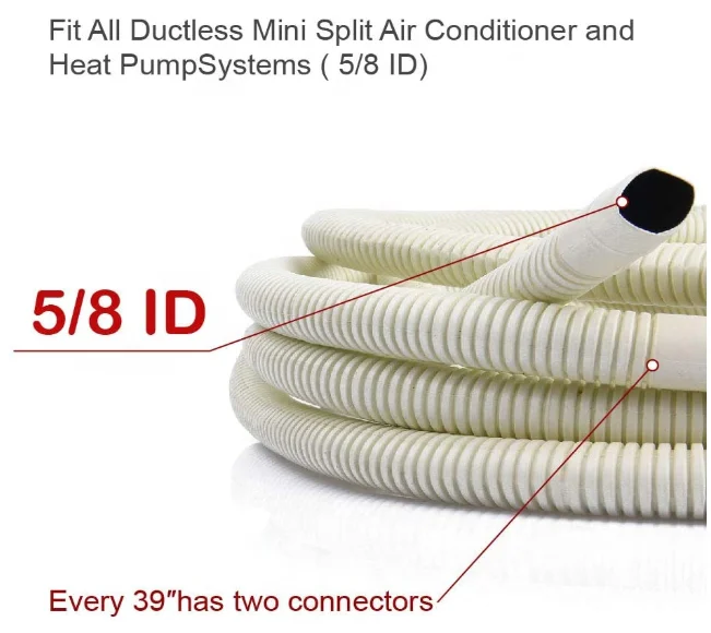 ROHS Flexible Durable AC White Universal 5 8 ID Air Conditioning Water Connector Pipe Drain Hose