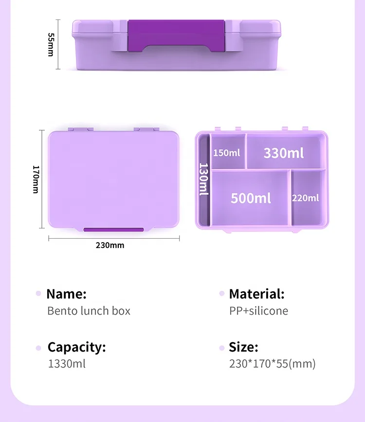 Aohea BPA free  Microwave and Dishwasher safe  Healthy  Portable Bento Box for Kids and Adults with cutlery with sauce jar