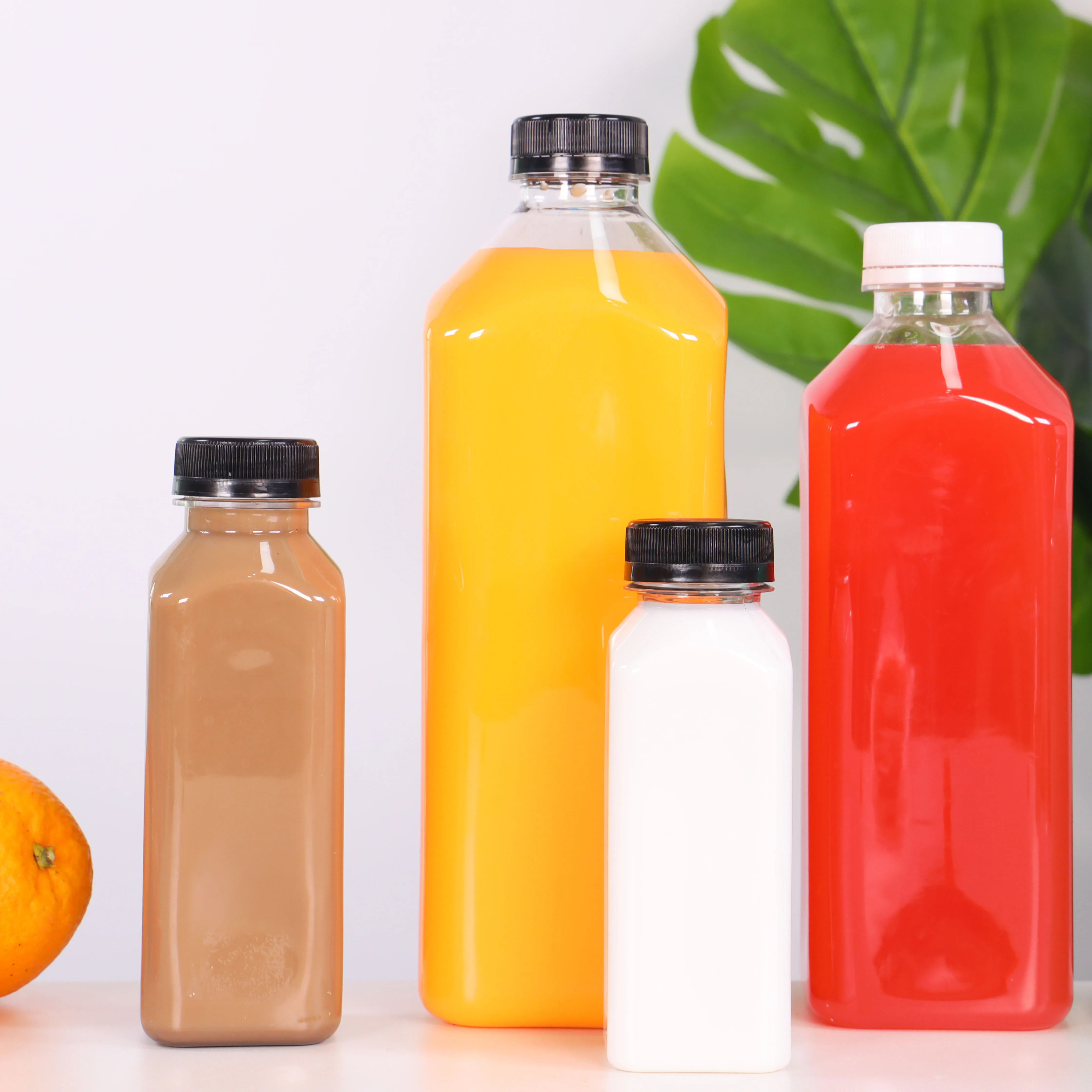 250ml Food Grade Transparent PET Bottle with Tape Cover Beverage Packaging Juice Wine Milk Tea Mineral Water Empty Tea Bottles