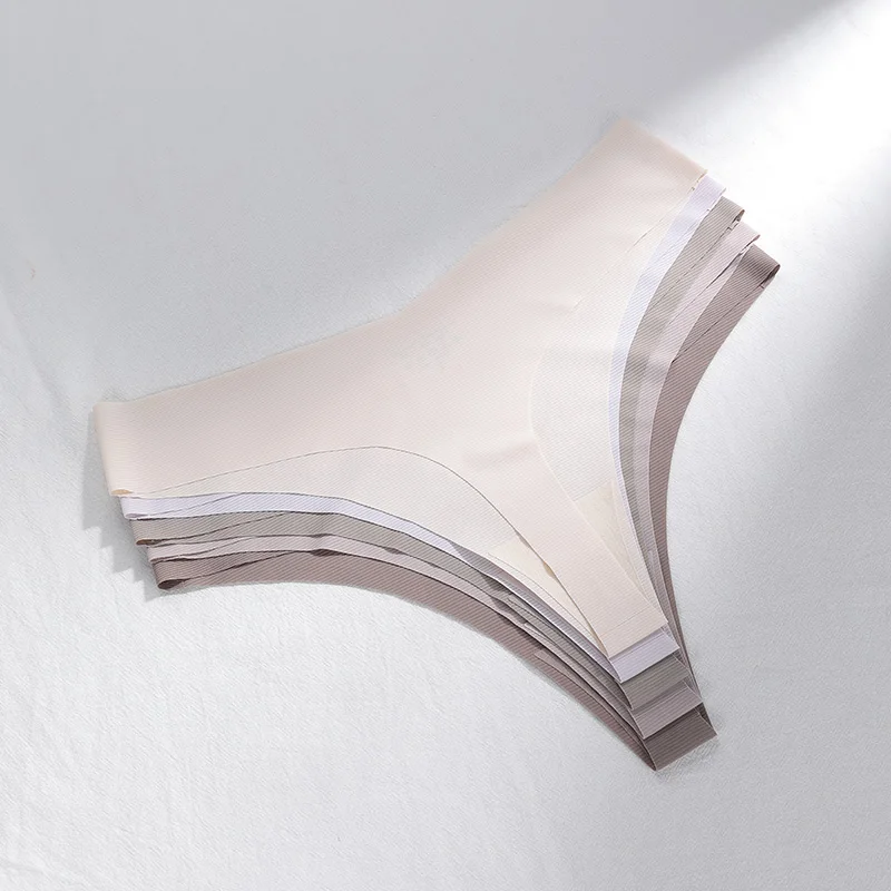 No Show V Design Tanga Invisible Ice Silk Thong G-String Bikini Calcinhas Confortavel Lingerie Women Seamless Panties