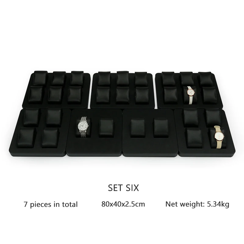 SUNDO High Quality Leather Watch Tray Organizer Storage Custom Velvet Stackable Watch Tray