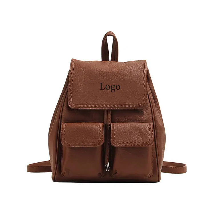 Leather Bag Travel Drawstring Designer Women Luxury Girls Ladies Biodegradable Faux Pebble Pvc Pu Durable Fashionable Backpack