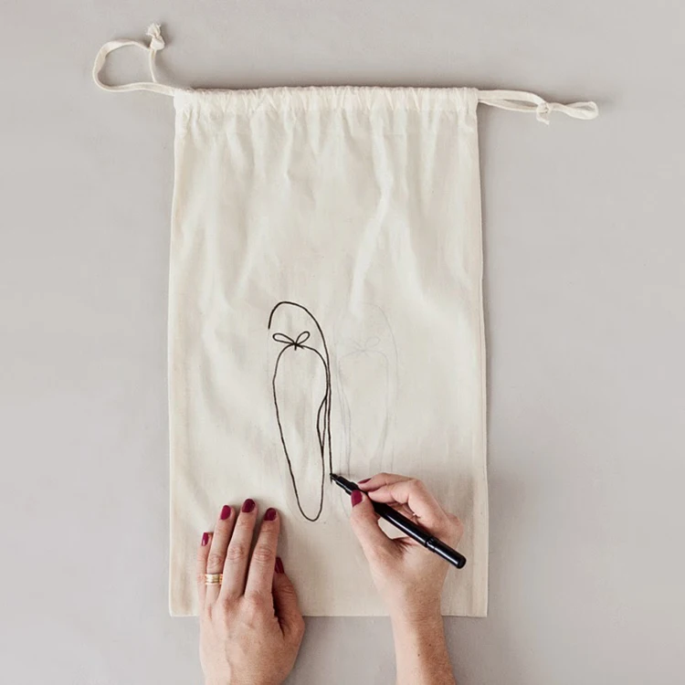  Custom printed recycled organic cotton canvas drawstring shoe dust bag with logo dustbag for
