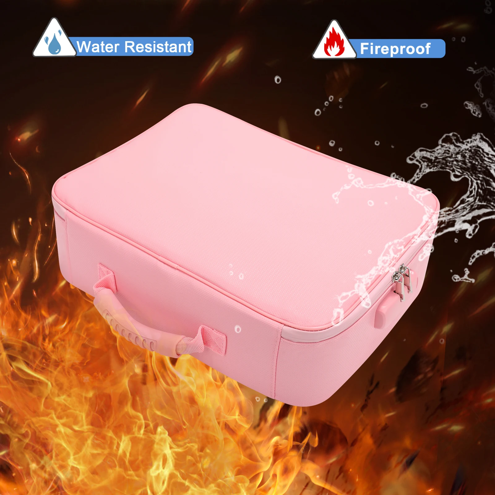 Custom Pink Fireproof Waterproof Cash Money Bag Non-Itchy Fire Resistant Document Organizer for Safe File Storage