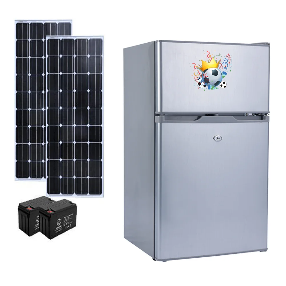 Double door solar fridge 12/24VDC sun energy power battery Solar Deep refrigerator