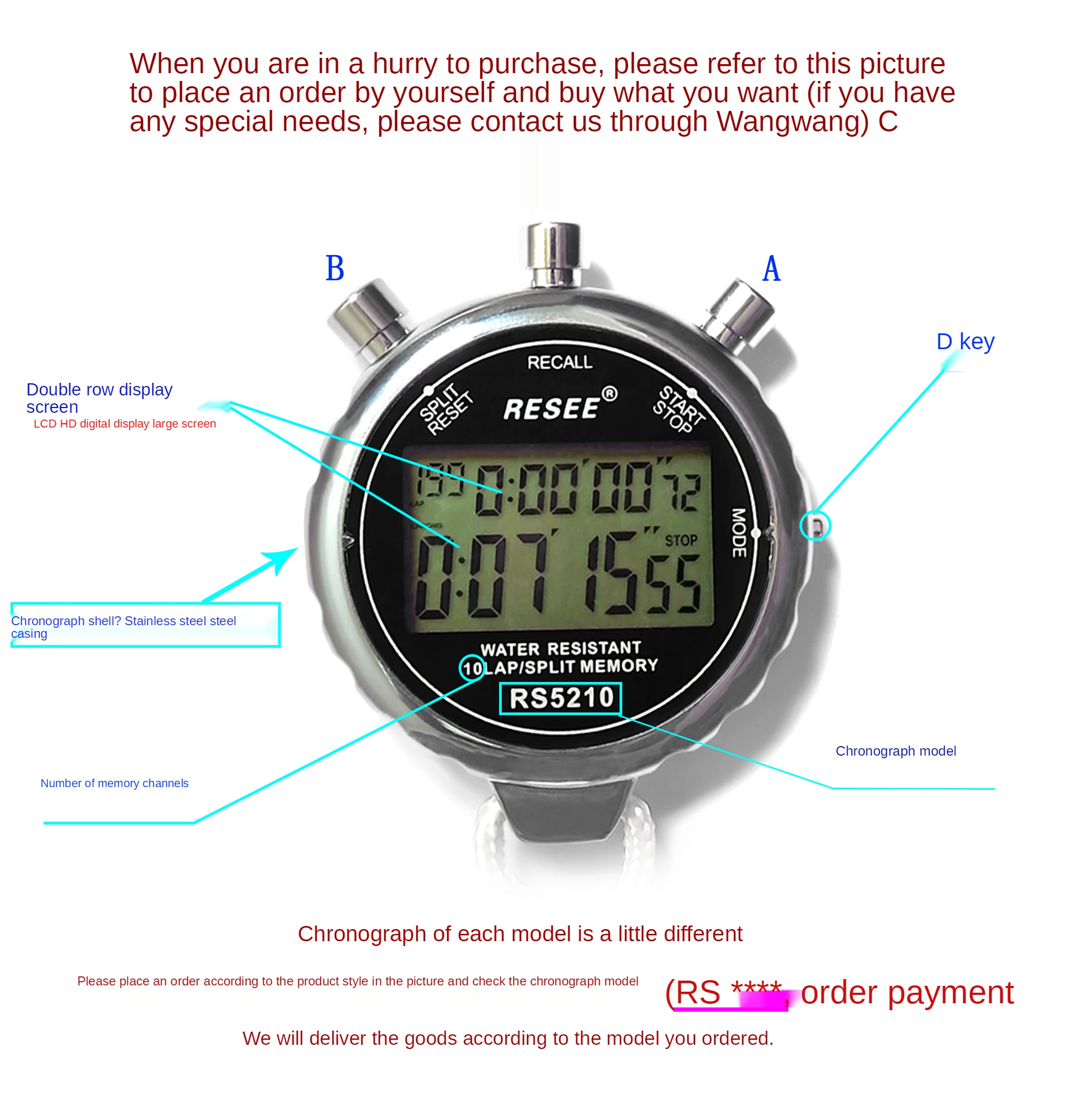 Resee High Quality Multifunction Led Sports Stopwatch Sports Timer Cronometro Deportivo Stopwatch Profesional For Running