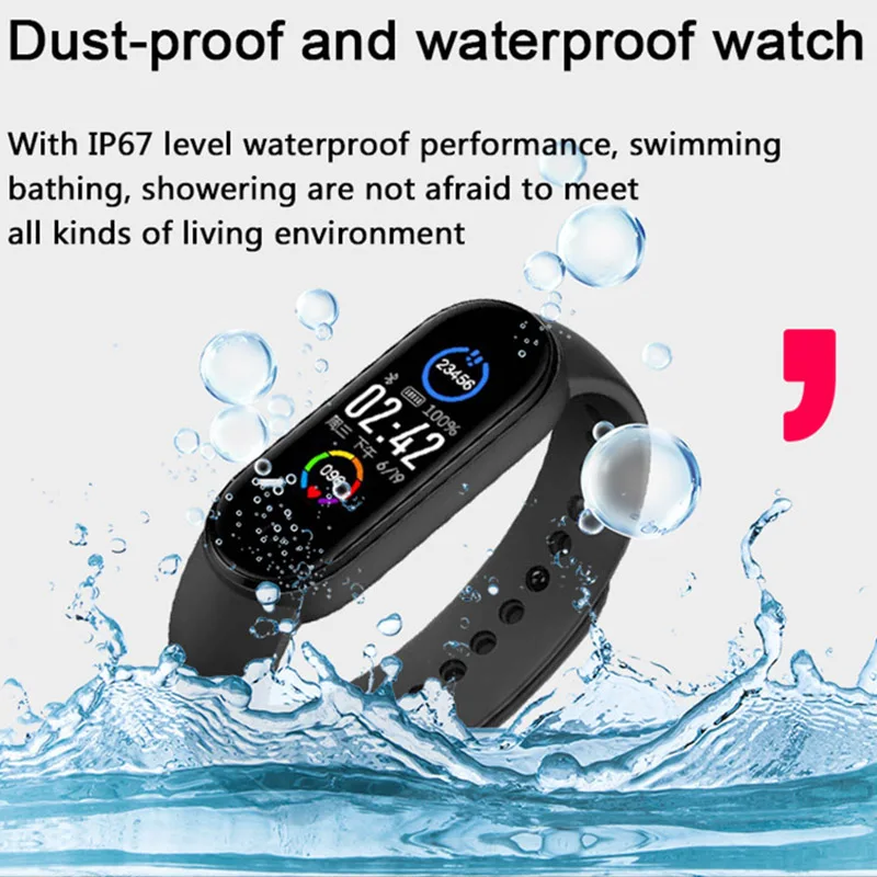 New M5 Smart Watch Bracelet Fitness Tracker Heart Rate Blood Pressure Monitor Color Screen Smart Band Waterproof