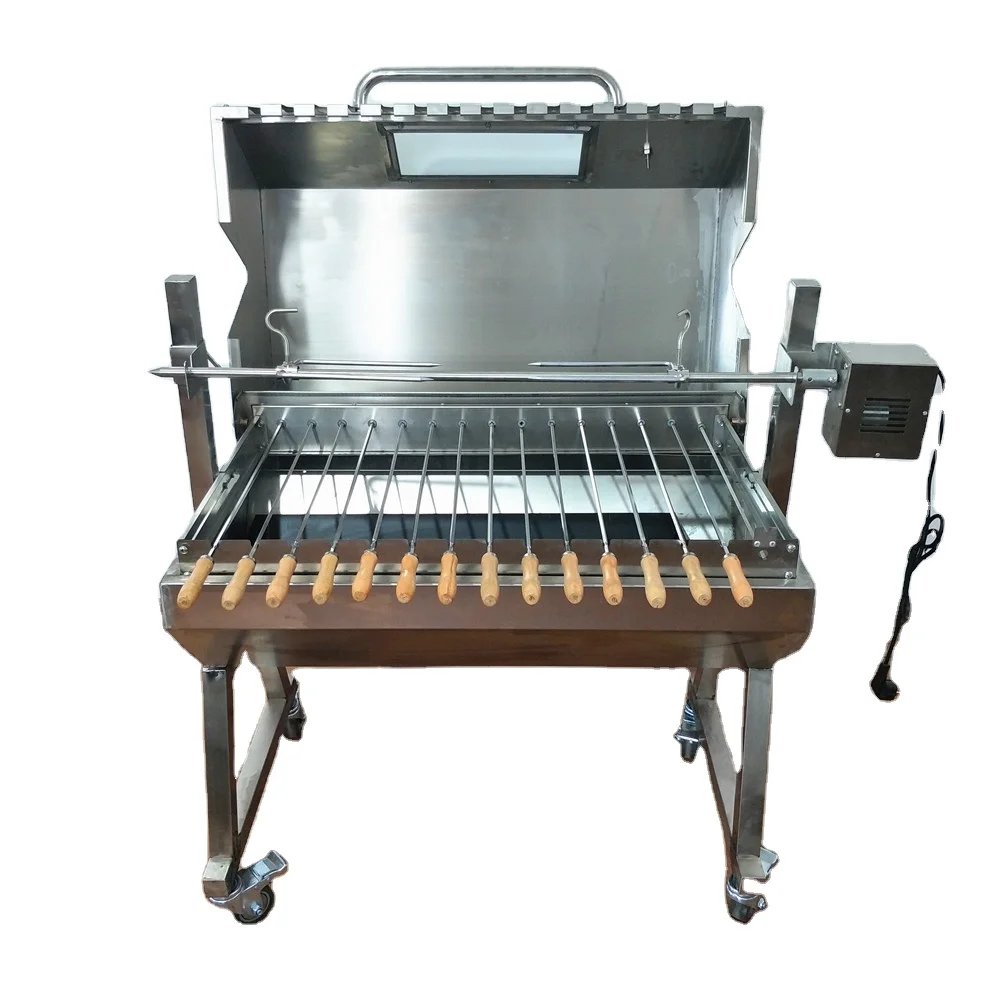 Rotating Lamb Stainless Steel Charcoal BBQ Roster with Kebab Top Set