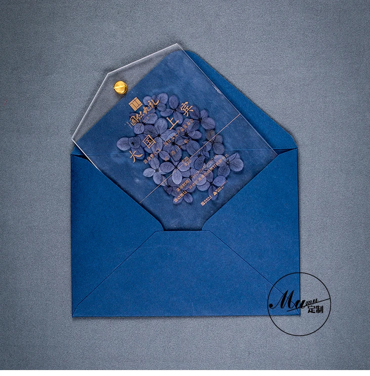 Красивая прозрачная пластиковая Уникальная двухслойная акриловая Свадебная пригласительная открытка на заказ с цветами