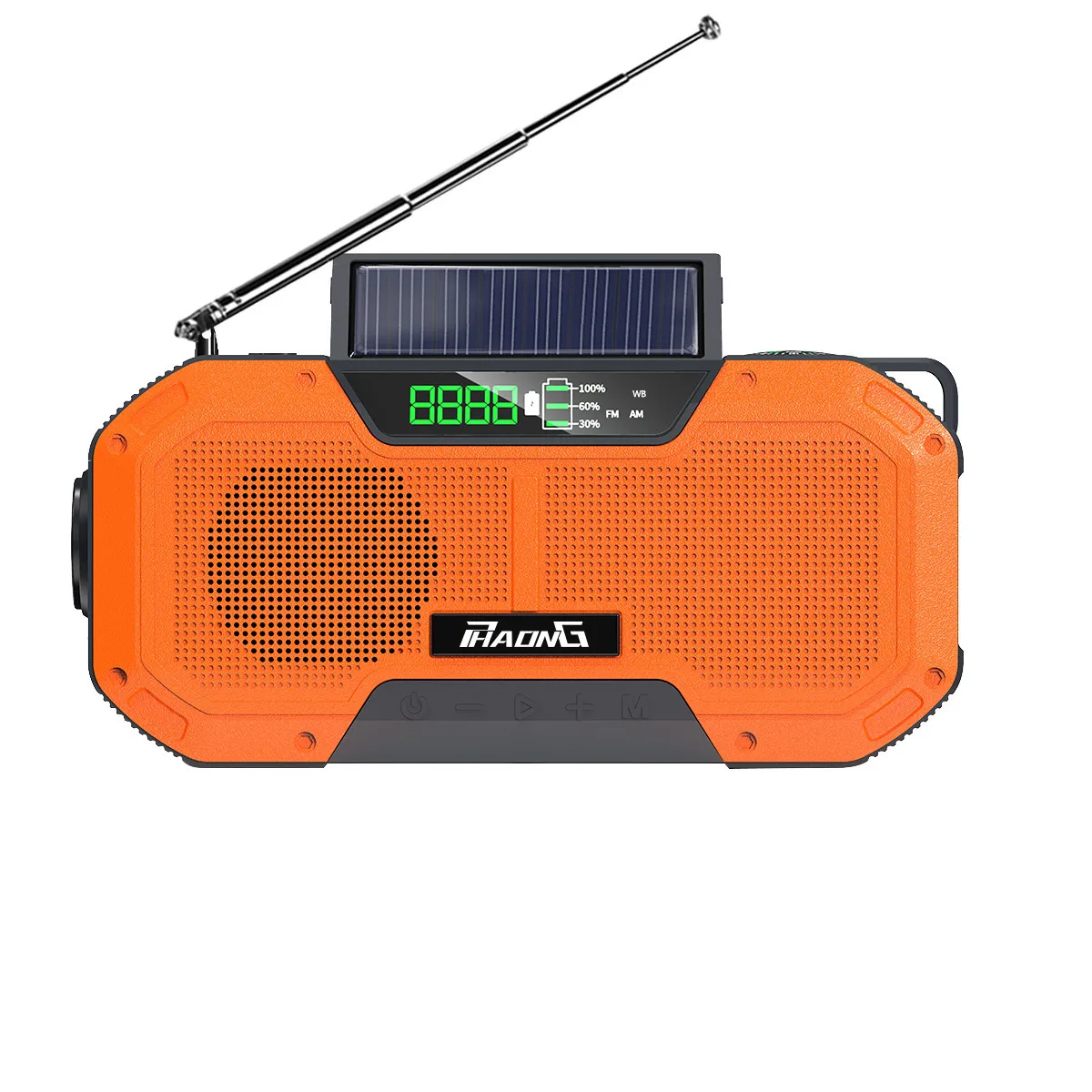 Solar Powered Am Fm Radio Emergency Hand-crank Radio With Bright Flashlight,Sos Alarm And 5000mah Power Bank
