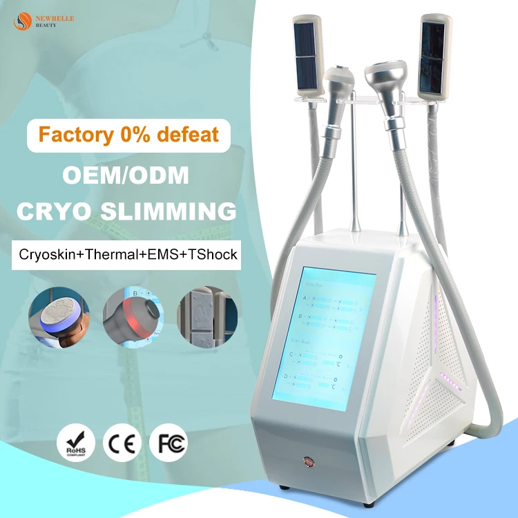 Kryolipolyse body shape slimming cryoslim cool face lift sculpting machine fat removal CRYOSKIN EMS paddles cryo heating t shock