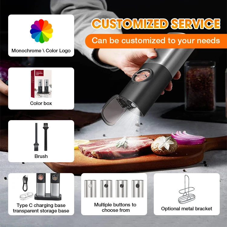New Product Ideas 2024  kitchen & tabletop useful pepper mills with USB charging base pepper grinder mills