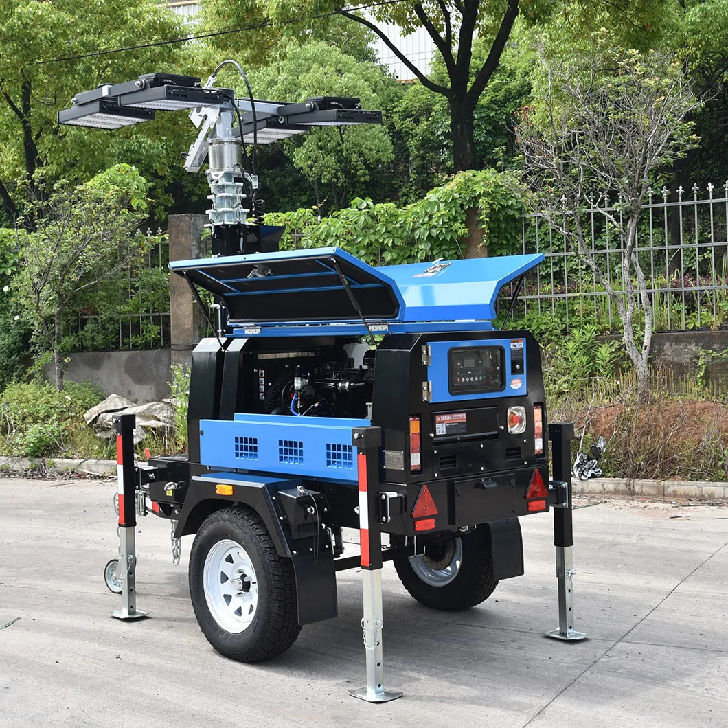 6 - 8 KW Mobile Diesel Light Tower electric winch for site