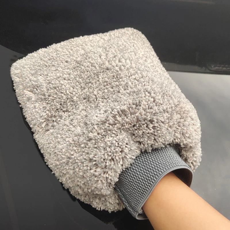 Custom Car Wash Mitt Auto Detailing Microfiber Car Cleaning Wash Mitt Glove Coral Car Wash Mitt