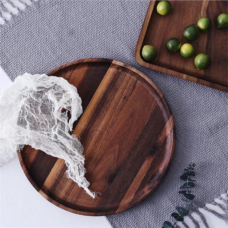 
Desk decoration solid wood black walnut tray tea coffee rustic log tray 