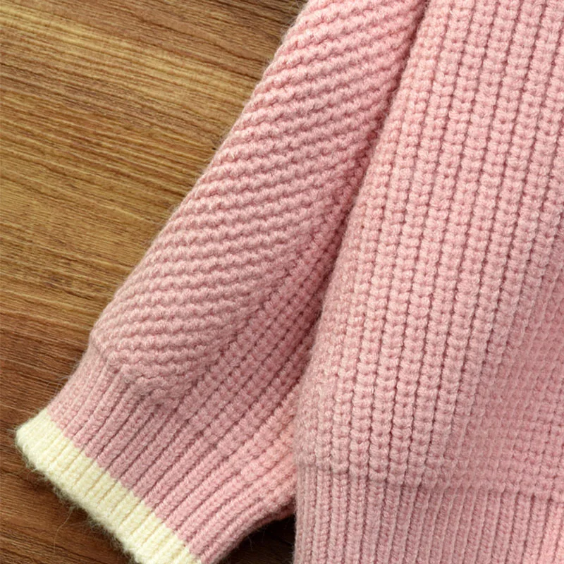 HUIFAN Kid Autumn Long Sleeve Knitwear Cotton 3-11 years Button Girl Knit Cardigan Sweater for Kids Children