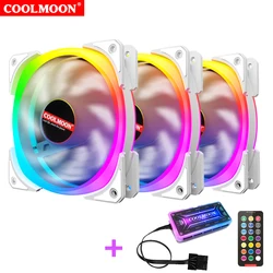 COOLMOON CM-D3 3an pack  120mm white  pc cooling fan  3 rgb fan +Controller Quiet computer case fan