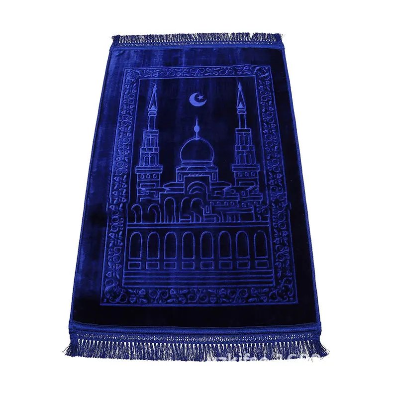 Large Thick Traditional Style Black Muslim Prayer Rug with Padded Mat for Dining Room Use Includes Prayer Mats for Muslim