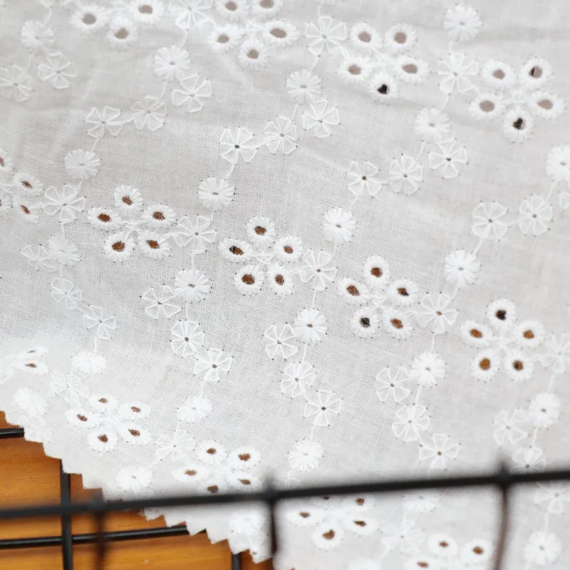 100% swiss voile  all over eyelet fabric  cotton embroidery lace white eyelet embroidered fabric for women dress