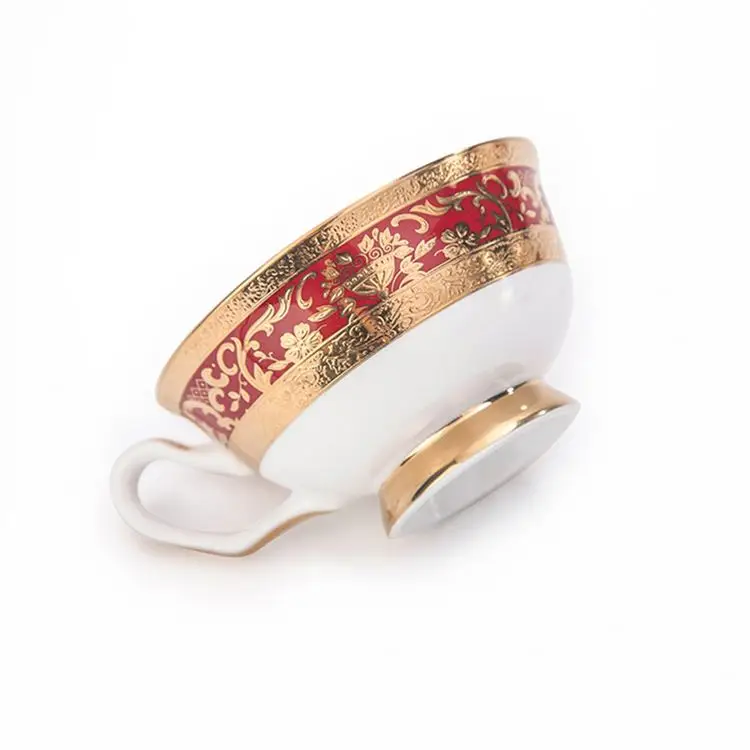 Flower Pattern Gold Edge ethiopian coffee tea coffee cups set tea crystal ethiopia coffee cups set