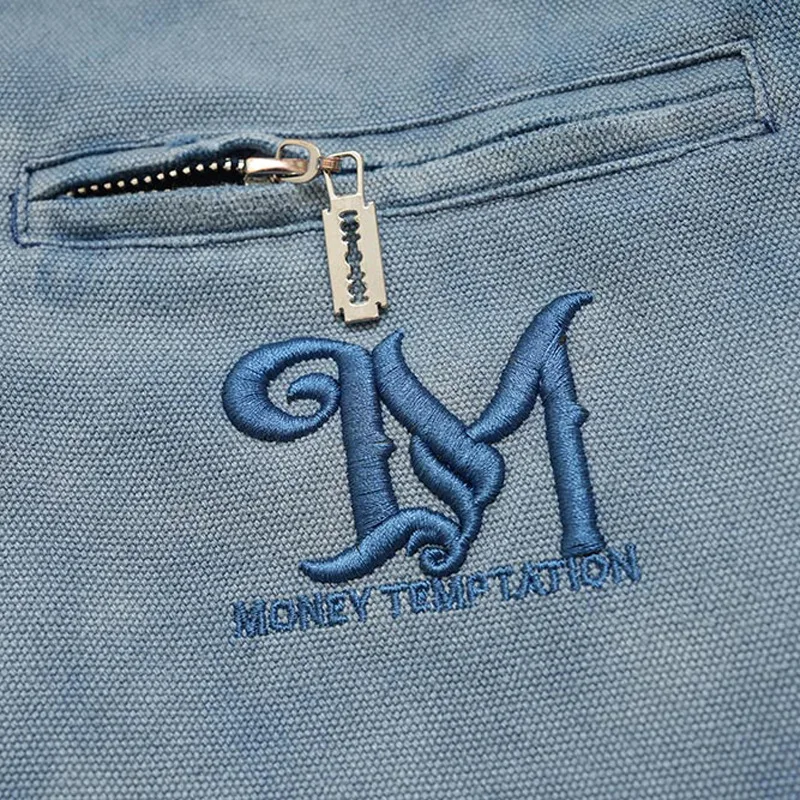 Custom Heavyweight Windproof Canvas Varsity Jacket High Quality Winter Cargo Jacket with Wash Fade for Casual Wear