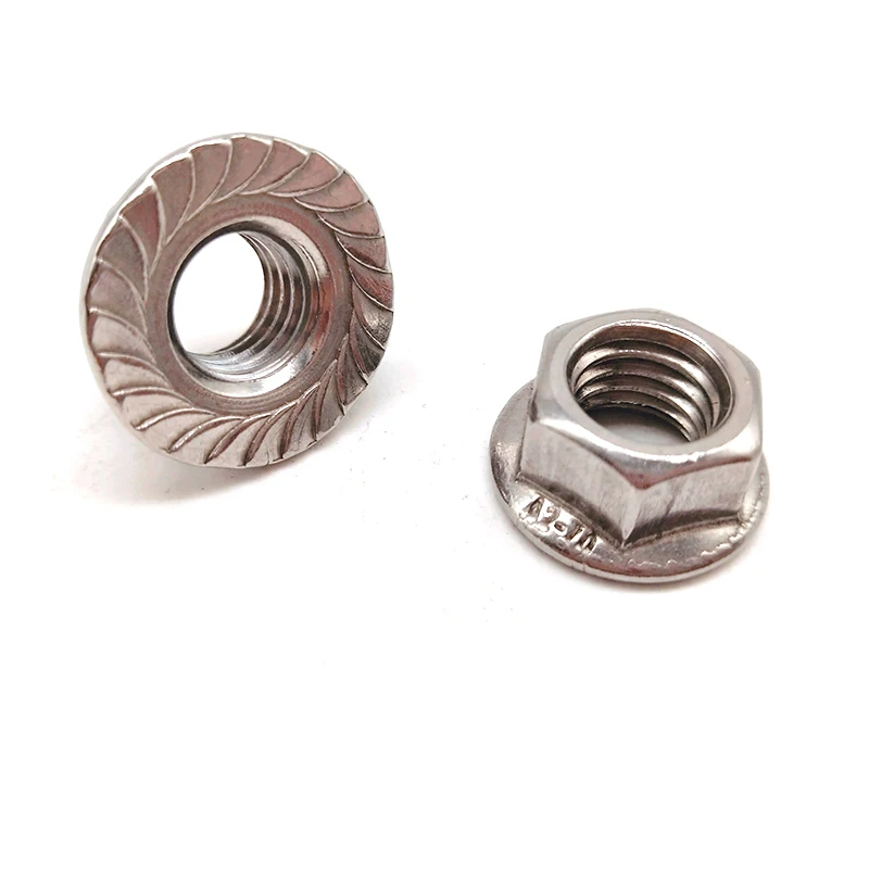 DIN6923 SS201 SS304 SS316 M6 M7 M8 M10 большая Шестигранная Фланцевая гайка с зазубринами